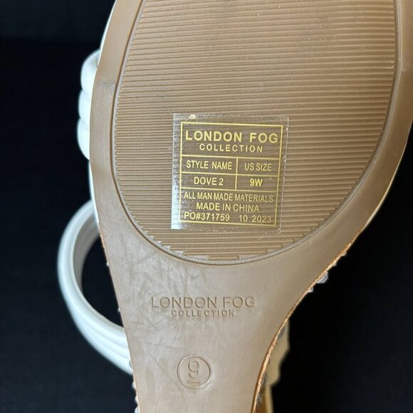 London Fog Women Sandals Slip On Wedge Heels 9W Rhinestones Holiday Party Flirty - Picture 8 of 10